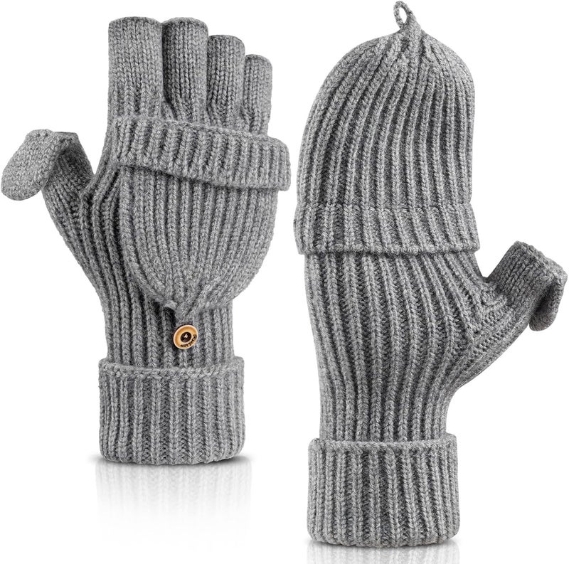 Cierto Winter Gloves for Women & Men | Convertible Fingerless Gloves for Cold Weather,Womens Warm Knit Mittens… - Image 1